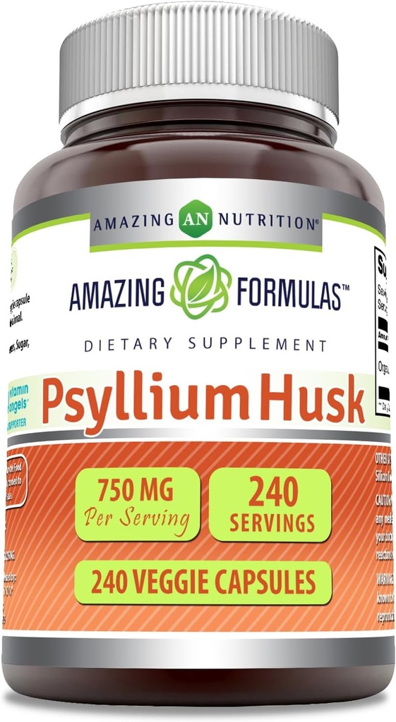 Verbazingwekkende Formules Psyllium Husk 750mg Veggie Capsules Supplement 