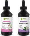 Meilleur ensemble de sommeil - Extrait de fleur de passion Maxx Herb + Extrait de racine valériane - pour la relaxation et la gestion du stress, sans alcool - (1 Chaque) 4 Oz bouteille (60 portions)