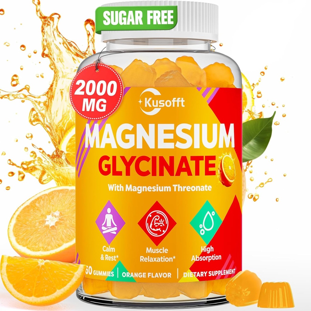 Magnesium Glycinate Gummies 1500mg - Suikervrij Magnesium Gummies for Women & Men, with L-Theanine, Ashwaganha, for Energy, Rest* & Muscle, Plank Stable,60 Magnesium Gummies for Kids