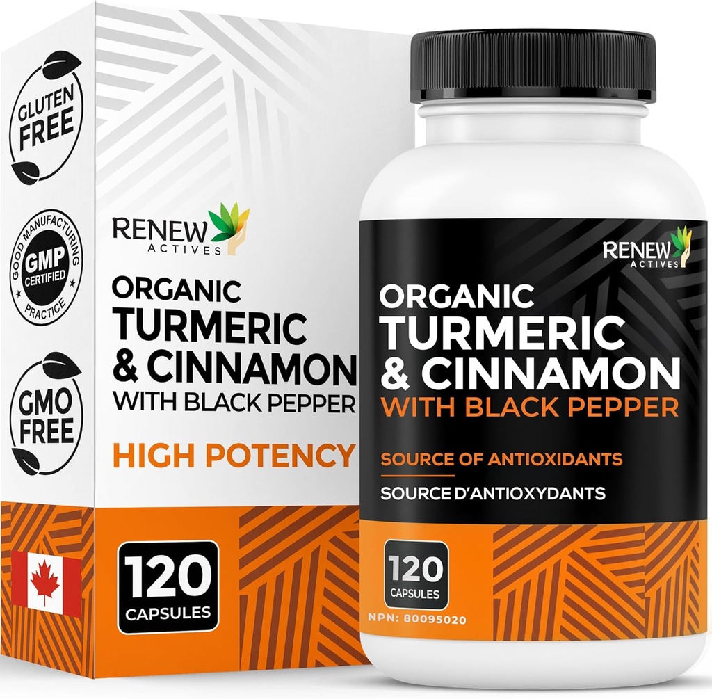 Renew Actives Organic Turmeric 474MG & Cinnamon 50MG per 2 Capsules 
