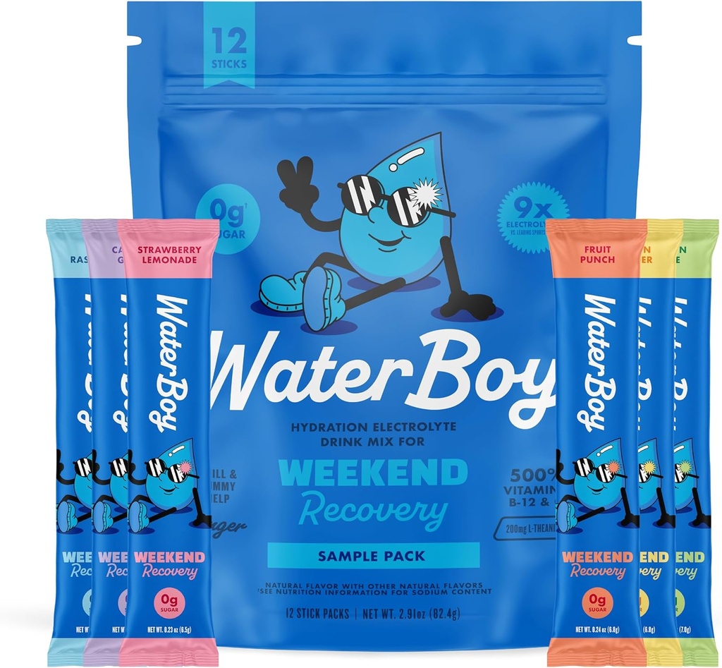 Waterboy Weekend Recovery Sample Pack 3200mg Electrolyte Powder Packets 