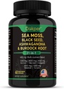 Moss, Ashwagandha, Supplément huile de graines noires, vitamine C et D3 avec curcuma, Bladderwrack & Burdock Root, soutien à base de plantes naturelles pour les hommes et les femmes 60 capsules, compléments alimentaires, pack de 1