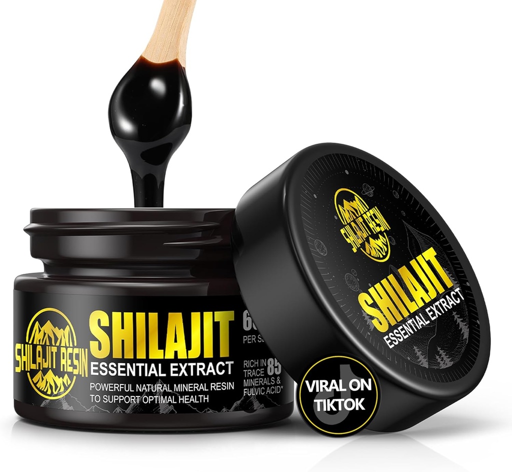 Boysea Organic Himalaya Shilajit Resin, 600mg Gold Grade Maximum Potency Natural Organic Shilajit Resin for Men & Women with 85+ Trace Minerals & Fulvic Acid for Focus & Energy, Immunity - 1.7 Ounce