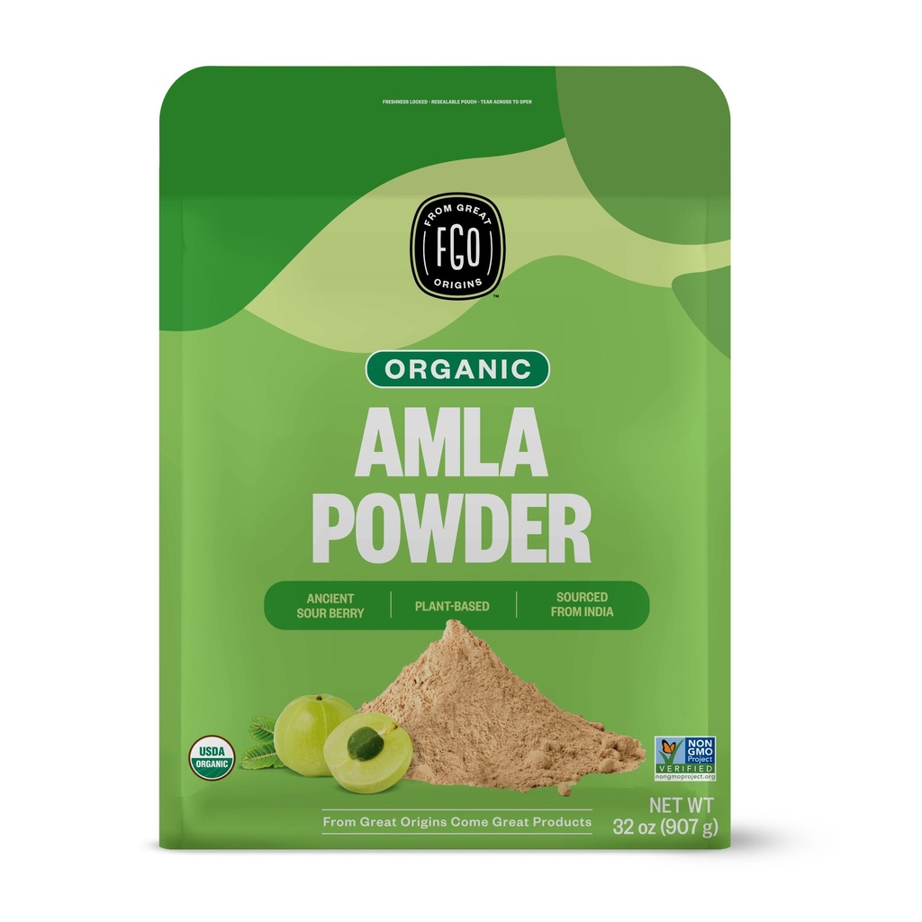 FGO en poudre d'amla biologique, 2 livres / 32 oz, USDA bio de gooseberry indien (Amalaki), non-OGM, vitamine naturelle C - 100% brut et naturel (paquet de 1)
