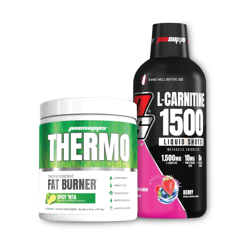 PROSUPPS Thermo Fat Burning Thermogenic Powder Spicy Rita et 1500 L-Carnitine Berry - Gestion du poids et préentraînement - Énergie, humeur, contrôle de l'appétit -