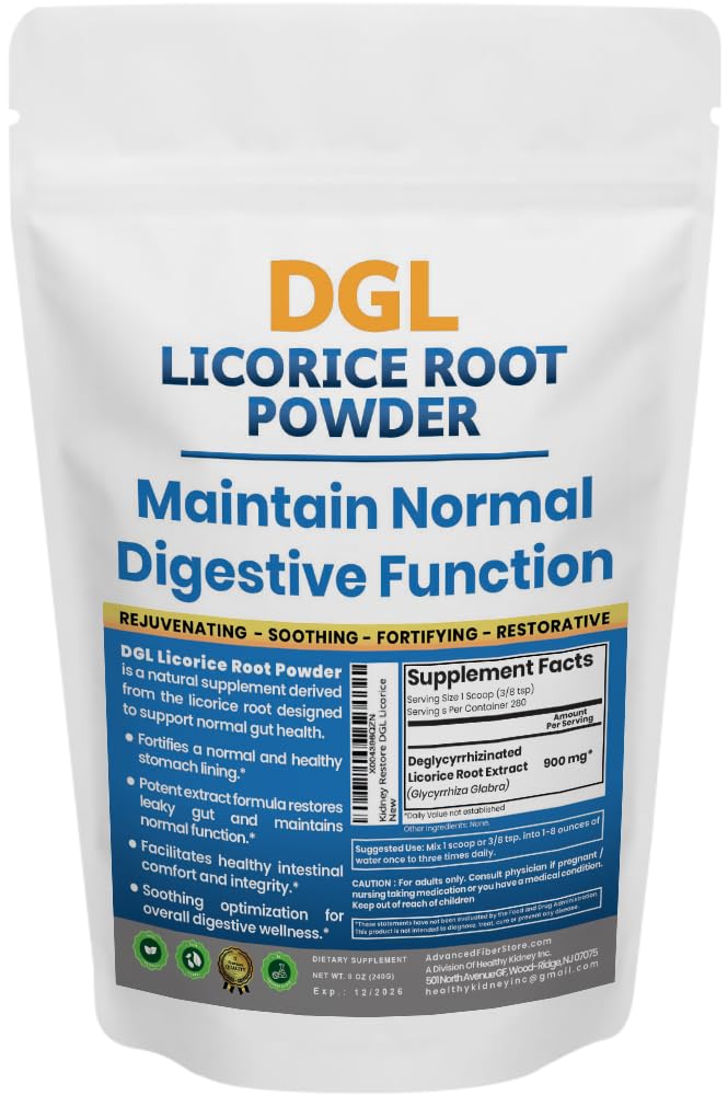 DGL Licorice Supplement: Ondersteunt Digestieve Gezondheid, Gut Lining Ondersteuning, DGL Poeder voor Wellness, Licorice Root Extract Poeder, 140 serv.