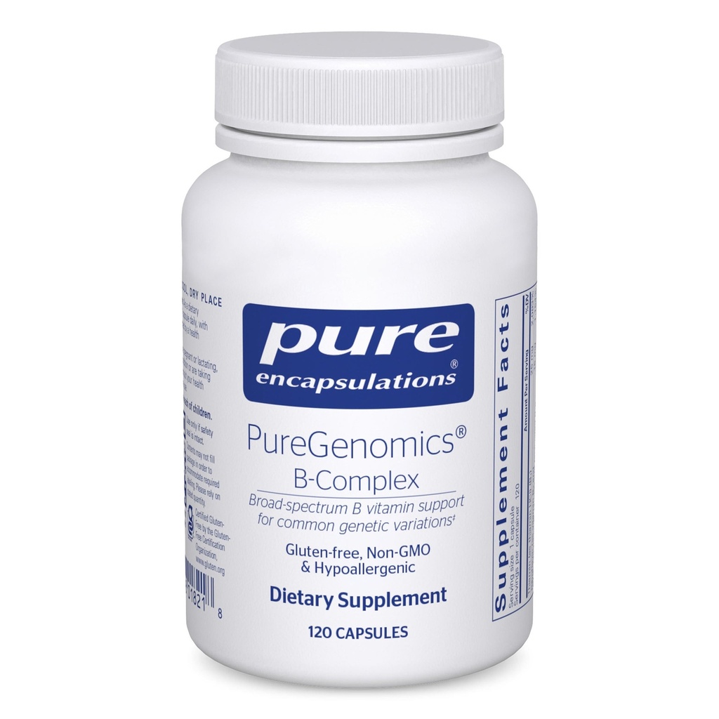 Pure Encapsulations PureGenomics B-Complex - Breed Spectrum B Vitamine Ondersteuning voor Genetische Expressie, Cellulaire Functie, Hormone Productie & Energie Metabolisme* - met Vitamine B12 & B6-120 Capsules
