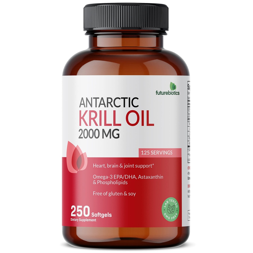 Futurebiotics Antarctische Krill Oil 2000mg met Astaxanthine, Omega-3s EPA, DHA en Fosfolipiden - 100% Pure Premium Krill Oil Heavy Metal Tested, Non GMO 