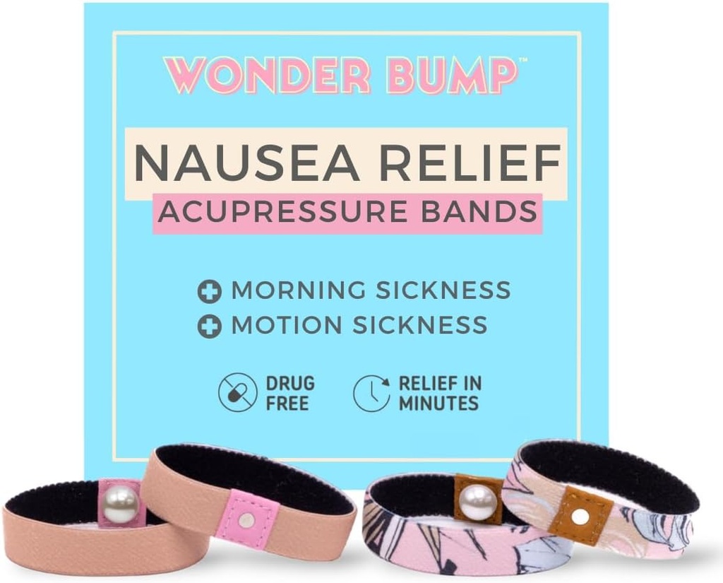 Bandes de protection contre la maladie du matin Acupression Bandes antinausées pour la grossesse Bandes de protection contre la nausée, premier trimestre Grossesse essentielle (2 ensembles) (Moyen)