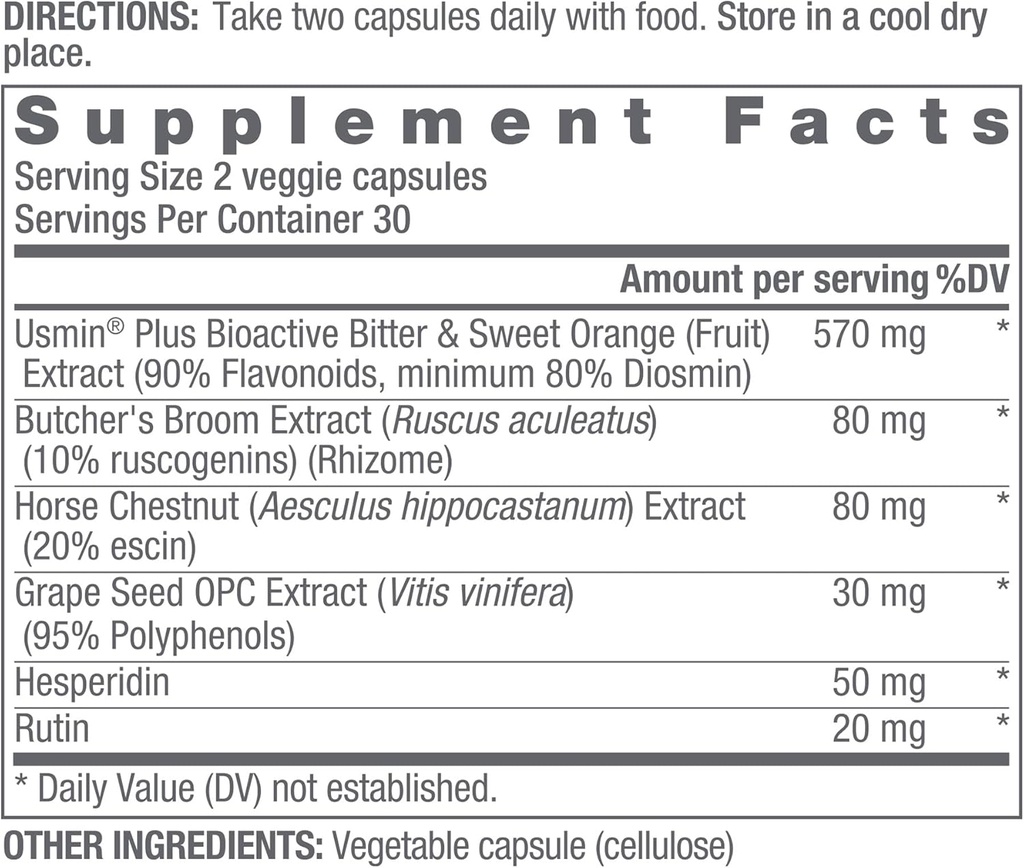 OMI Leg Nutrition - Supports Healthy Veins and Blood Circulation, Strengthens Blood Vessels, Diosmin, Horse Chestnut Extract, Hesperidin - 60 Capsules, 1-Month Supply