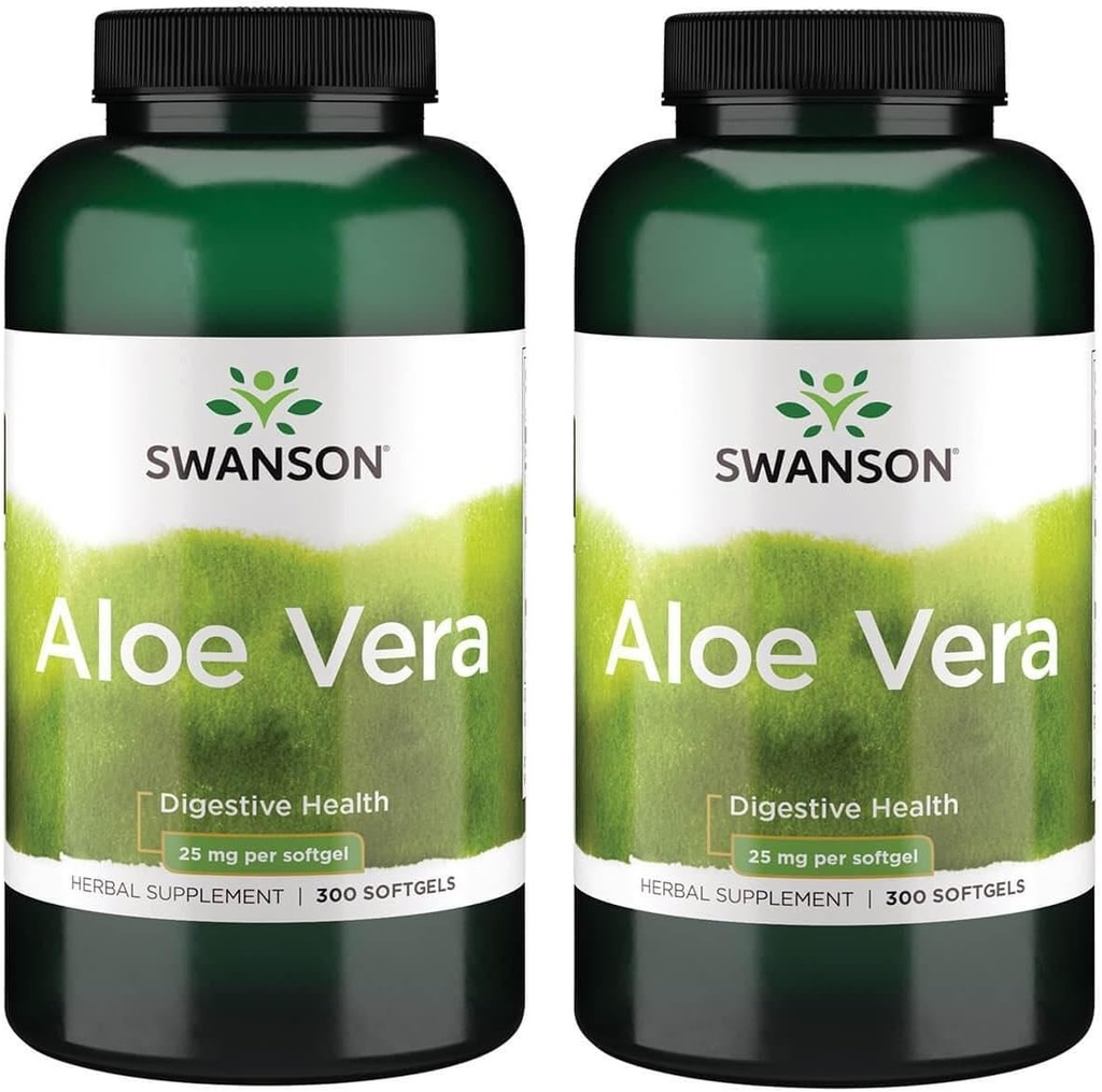 Swanson Aloe Vera 25 Milligrams 300 Sgels (2 Pack)