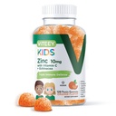 Viteey Zinc pour les Gummées Enfants 10mg, avec Vitamine C & Echinacea - Soutien immunitaire, puissant antioxydant naturel, supplément de vitamine Zinc pour enfants - Vegan, sans gélatine - Saveur d'orange à mâcher