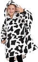 KFUBUO Draagbare deken Hoodie voor kinderen Sherpa patronen Oversized Sweatshirt deken met zak 6-10 jaar oud meisje jongen verjaardag Gifts Cow