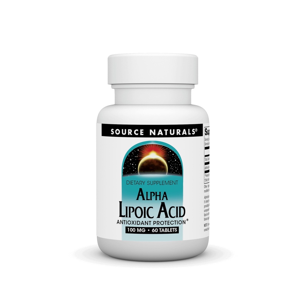 Source Naturals Alpha L'acide lipoïque soutient le métabolisme sain du sucre, la fonction hépatique et la production d'énergie* -100 mg - 60 comprimés