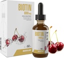 Maxler Liquid Biotin Drops - Vegan Biotin Vitamines voor haar huid en nagels - Biotine Supplement voor het metabolisme van koolhydraten, eiwitten en vetten - 6000 mcg Biotin Liquid Per Serving - Cherry Flavor