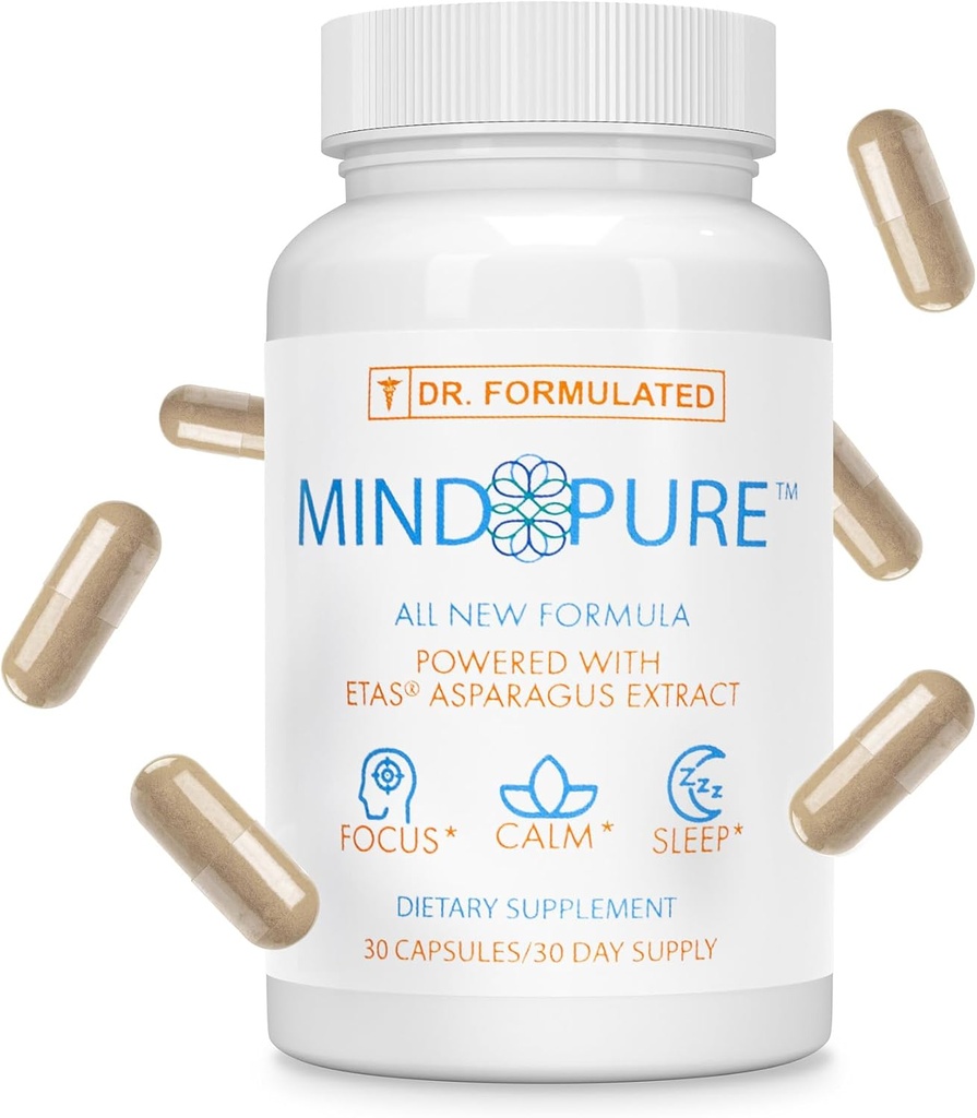 Supplément Focus pour le bien-être mental, Suppléments Cerveau pour la mémoire et le focus, Supplément Sommeil pour les hommes et les femmes, Enrichi avec ETAS, Thiamine, B12 & More, 30 Capsules...