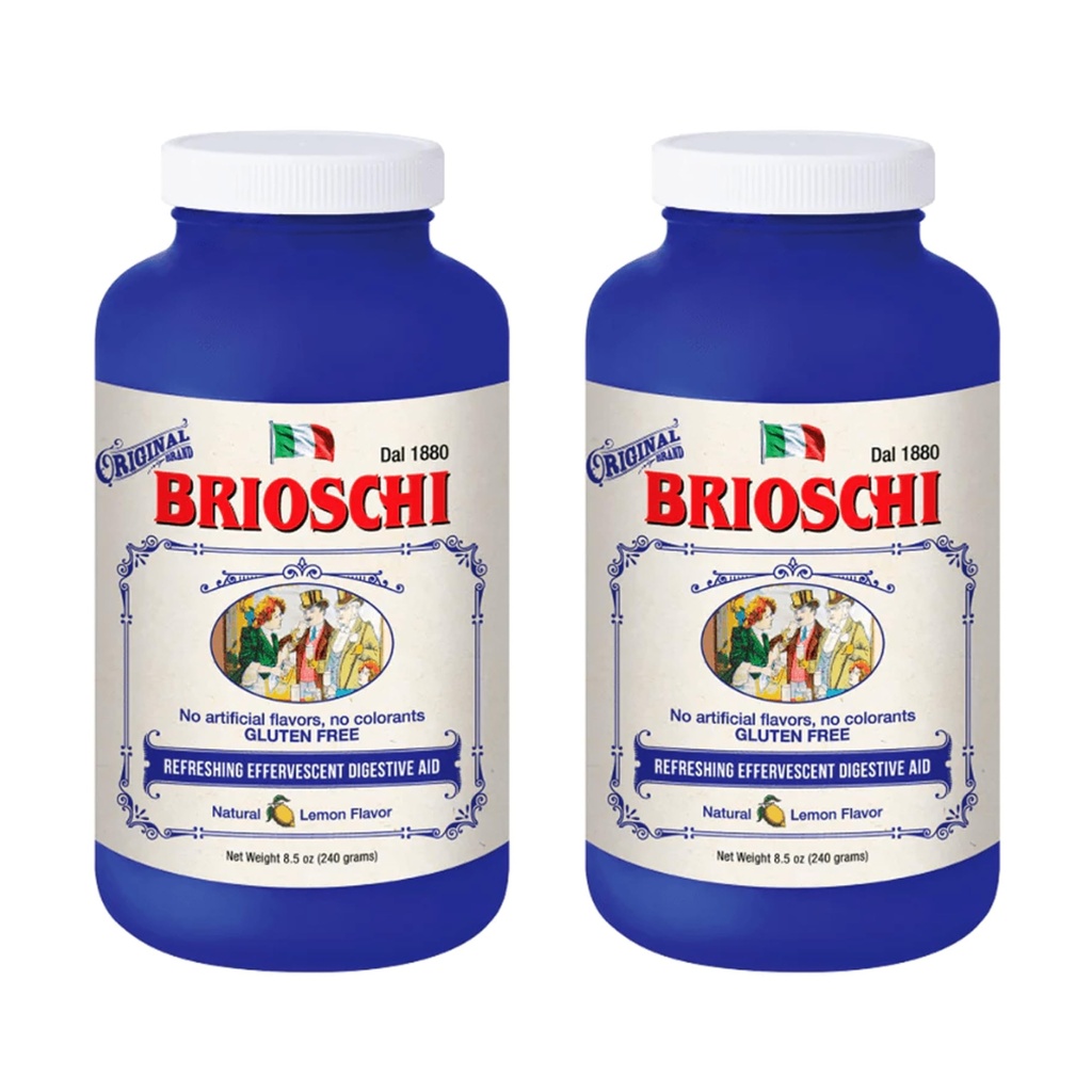 Brioschi Italien Citron Aromatisé Effervescent Heartburn, Estomac relevé, Indigestion acide, flacon de 8,5 oz (paquet de 2)
