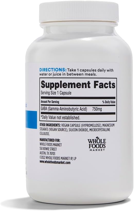 Whole Foods Market, GABA 750Mg, 100 Vegetarische Capsules (verpakking 2)