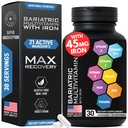 Multivitamine bariatrique avec fer pour les femmes et les hommes - Dérivés gastriques Vitamines et manches gastriques Multivitamines bariatriques -Non-OGM, sans gluten -Un par jour, 30 capsules