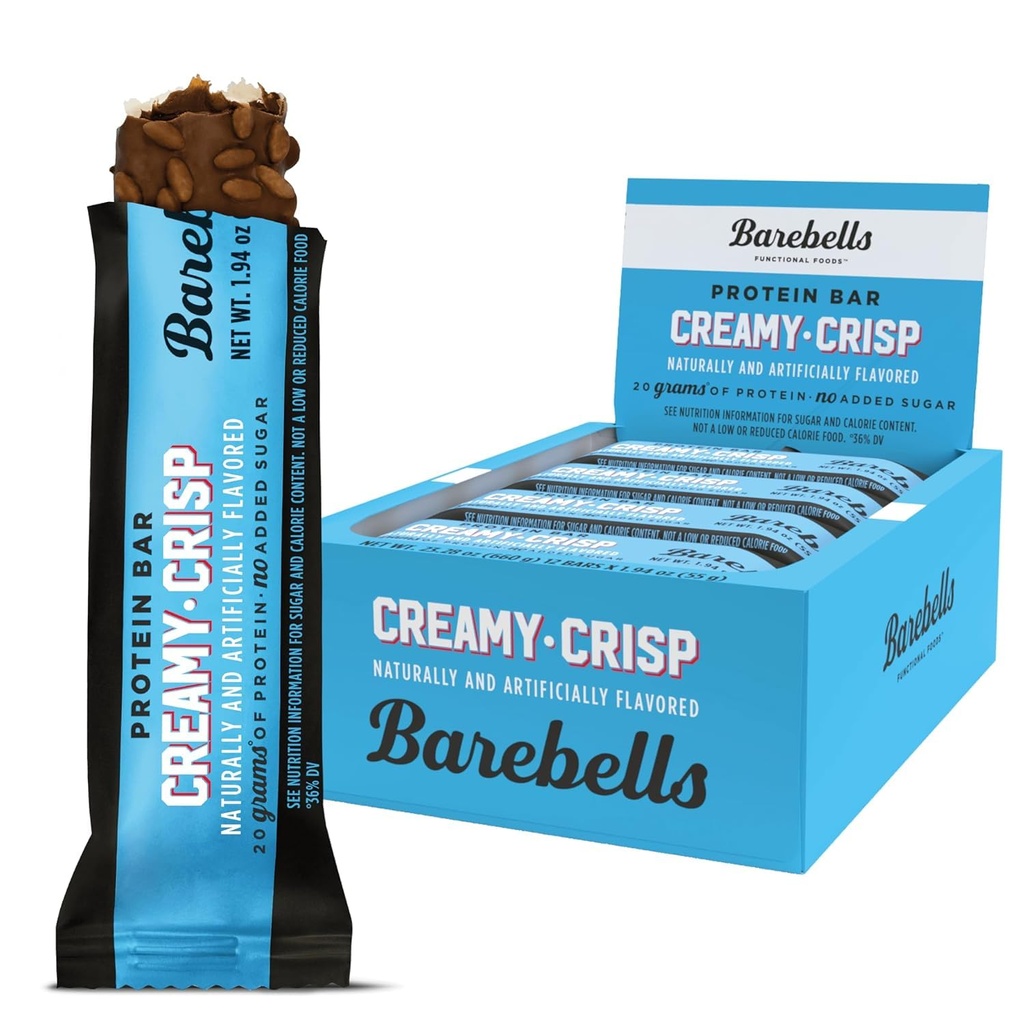 Barebells Proteïne Bars Creamy Crisp - 12 Telling, 20g Hoge Proteïne Treats - Chocolade Voeding Bar met 1g Totaal Suikers - On-The-Go Breakfast of Post-Workout Snack