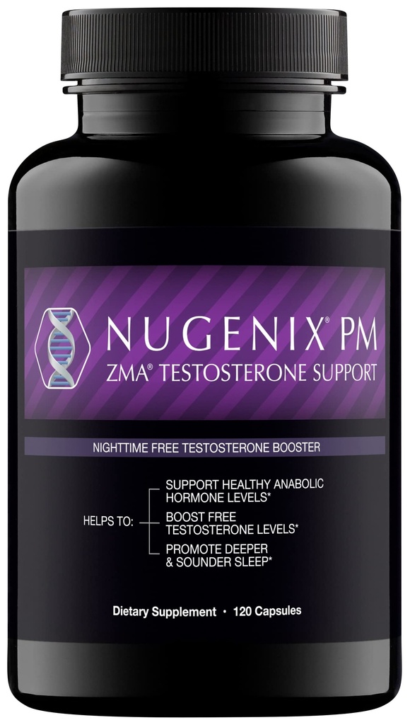 Nugenix PM ZMA - Booster de testostérone sans nuit et soutien de sommeil, 120 Compte
