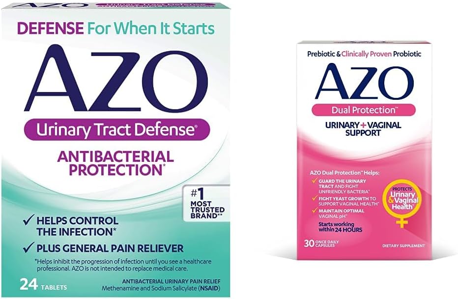 AZO Urinaire Tract Defense Antibacterial Protection, helpt controle van een UTI totdat u kunt zien een arts 24 Telling + dubbele bescherming, urine + vaginale ondersteuning*, Prebiotic Plus Probiotic, 30 Tellen