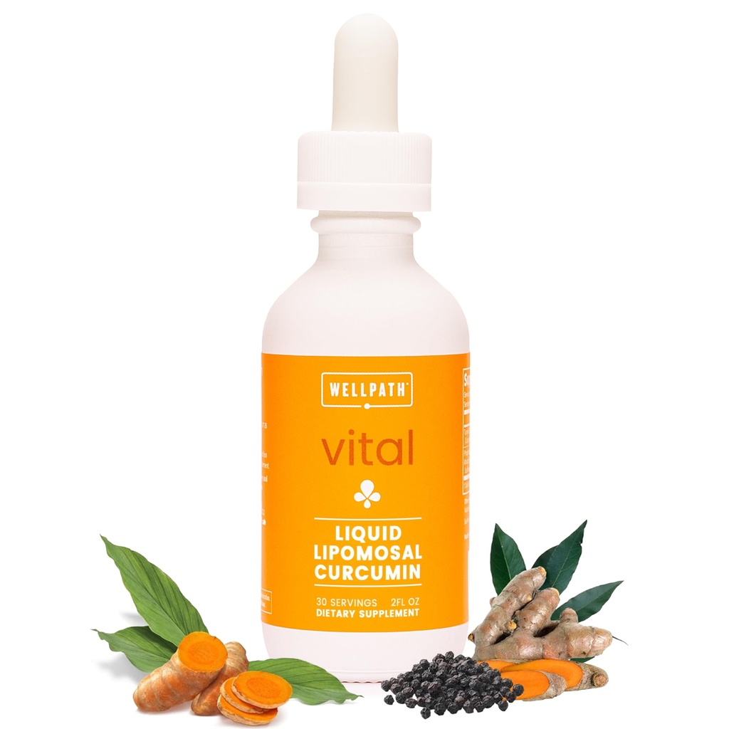 Supplément de curcumine liposomique WellPath : gouttes de curcuma liquide avec extrait de poivre noir