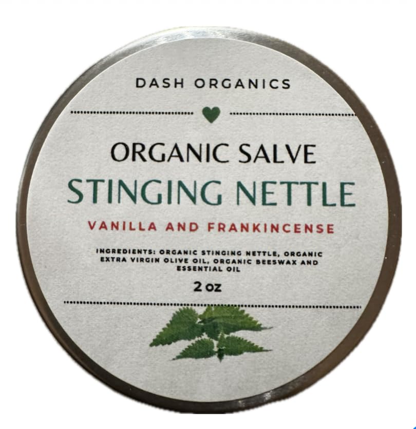 DASH ORGANISCS Biologische Stinging Nettle Salve Vanilla & Frankincense Scented 2oz Kruiden Balm