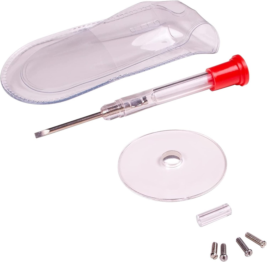 Kit de réparation de lunettes Apex - Kit de réparation de lunettes avec petit tournevis, Vis en verre, verre grossissant, guide de vis et pochette de rangement - Kit de réparation de lunettes universelles pour lunettes de lecture, et lunettes de soleil