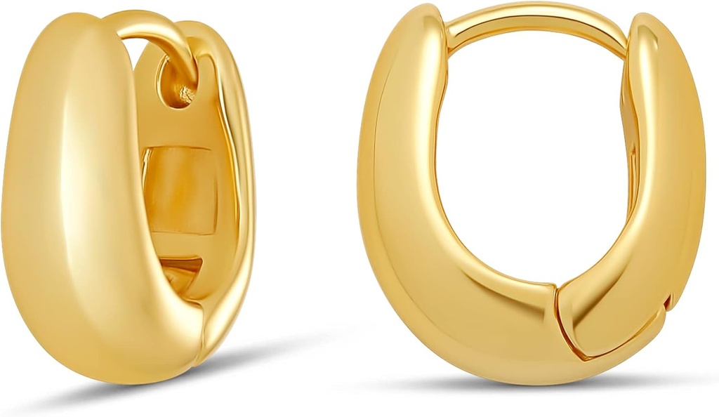   Essentials 14K Gold or Sterling Silver Plated Teardrop Huggie Hoop 12mm