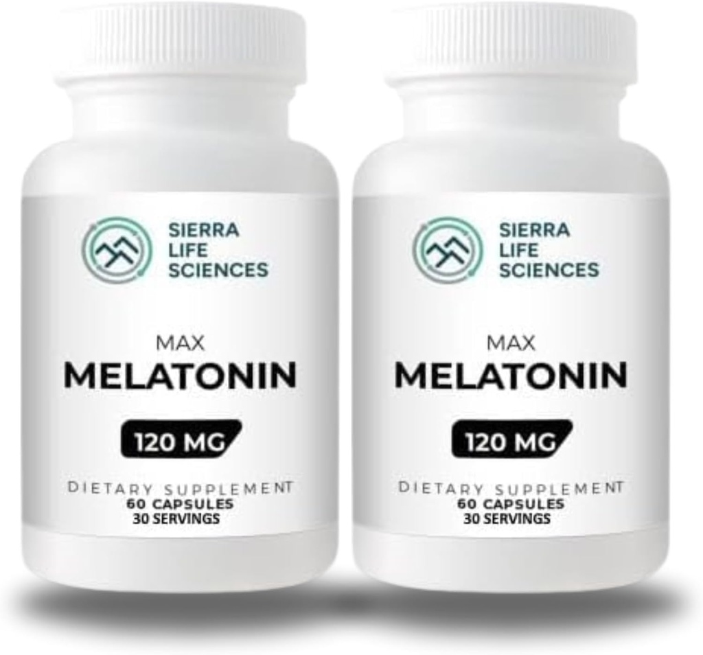 120 mg de Melatonine Max à haute posologie dans des capsules faciles à avaler - 30 portions (paquet de 2)