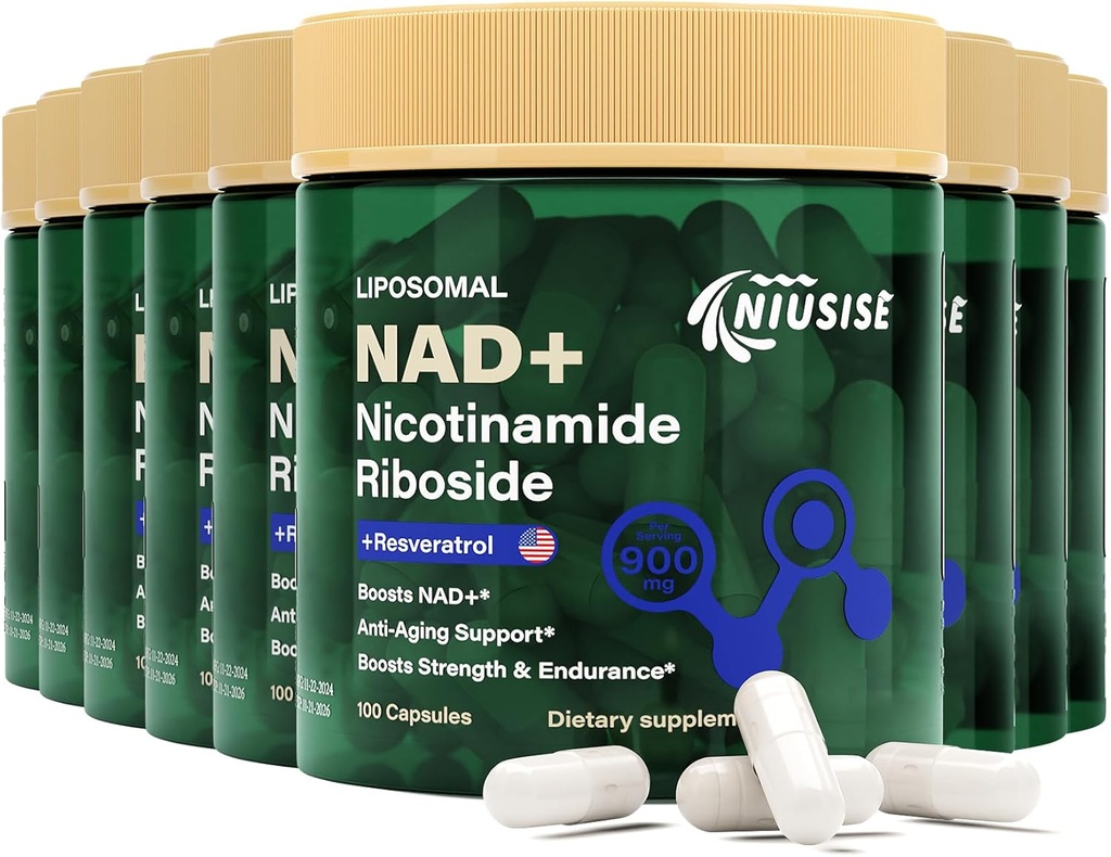 NAD Supplement, NAD Nicotinamide Riboside 900 Mg voor mannen en vrouwen, Liposomale NAD+ Supplement met Nicotinamide Riboside, Resveratrol & Quercetine, Energie, Boost NAD+, 900 Capsules