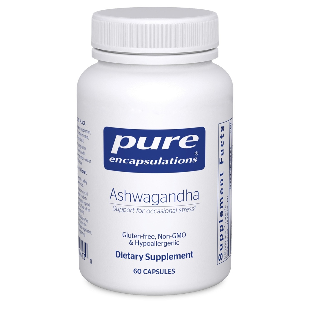 Pure Encapsulations Ashwagandha - 500 mg Ashwagandha Extract - Metabolisme &amp; stress Ondersteuning - Immuunondersteuning - GGO-vrij & veganistisch - 60 capsules