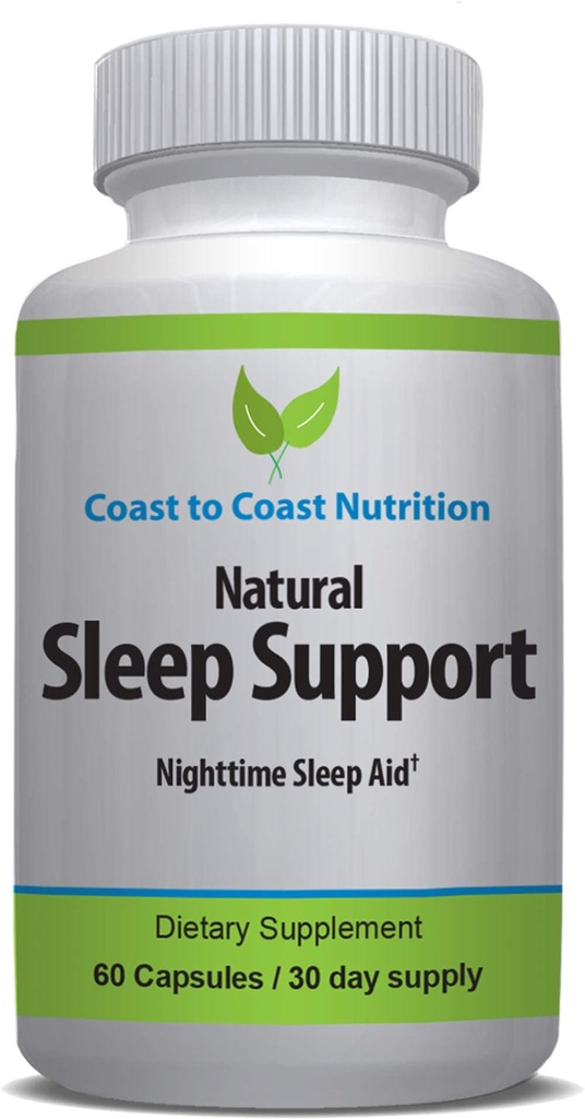 Supplément de soutien du sommeil, 60 Capsules avec L-Tryptophane, GABA, Camomile, Melatonine 10 mg + mélange de formule de sommeil propre. 30 jours