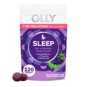 Olly Sleep Gummy, 3 mg Melatonine, L-Theanine, Kamille, en Citroen Balsem Extracten, BlackBerry smaak, 60 dagen levering - 120 Tel.