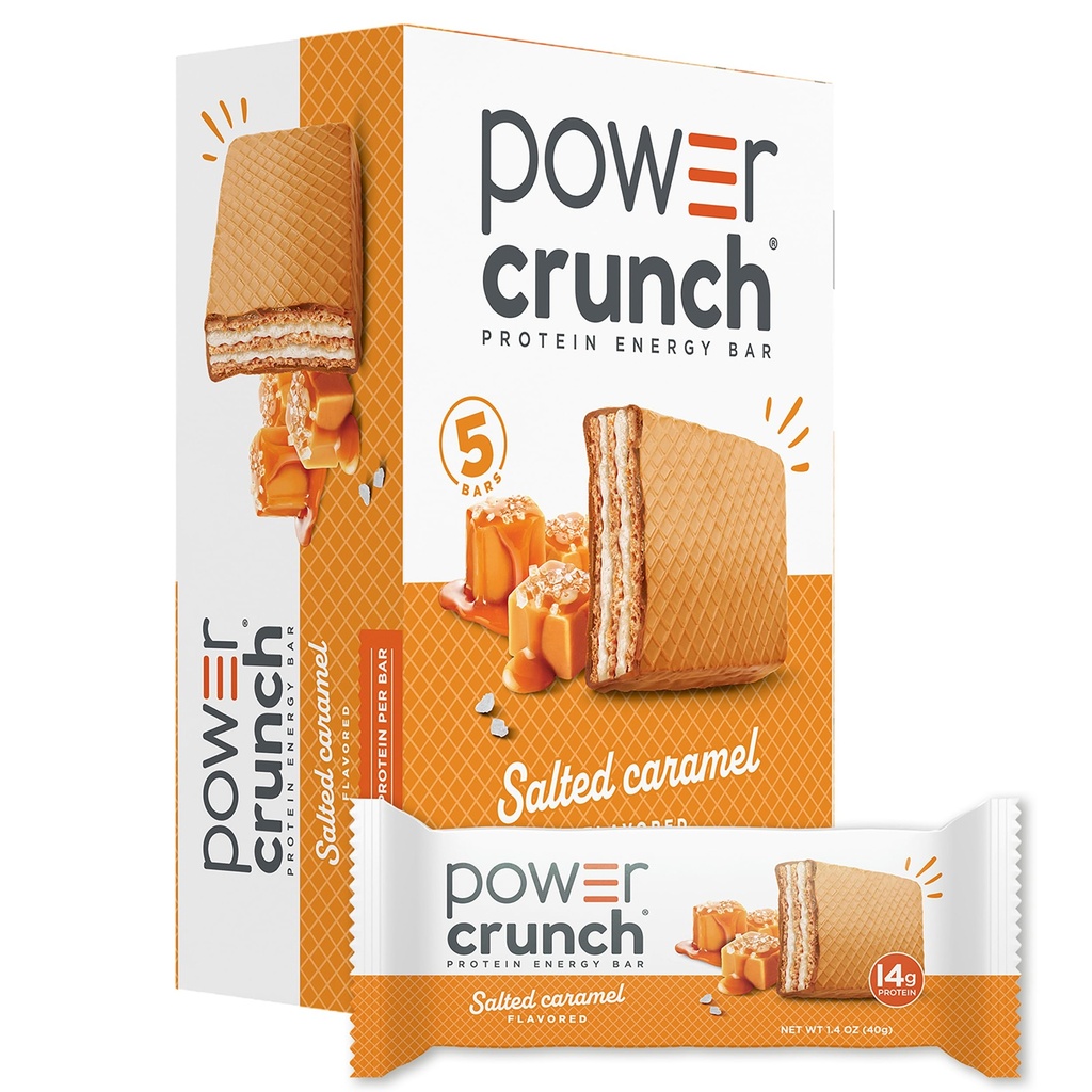 Power Crunch Protein Wafer Bars, High Protein Snacks met Heerlijke Smaak, Gezouten Karamel, 1.4 Ounce (12 Tellen)
