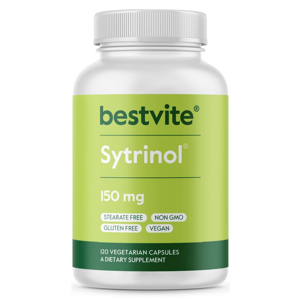 BESTVITE Sytrinol 150mg (120 Capsules végétariennes) - Mélange breveté d'extraits naturels d'agrumes et de fruits de palme - Pas de stéarate - Vegan - Non OGM - Sans gluten