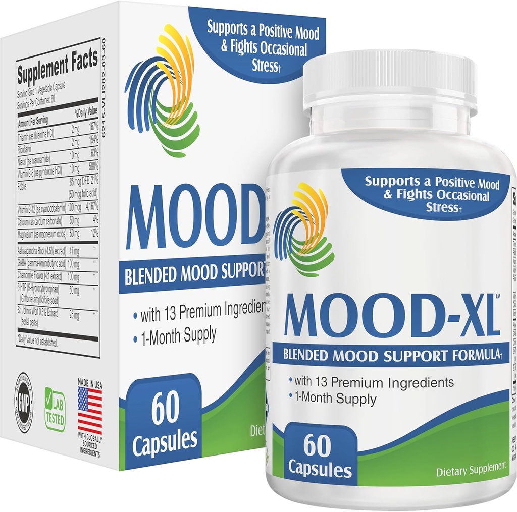 Mood-XL: 30 dagen Mood Support Supplement (All-in-1 Blend) met 13 actieve ingrediënten 