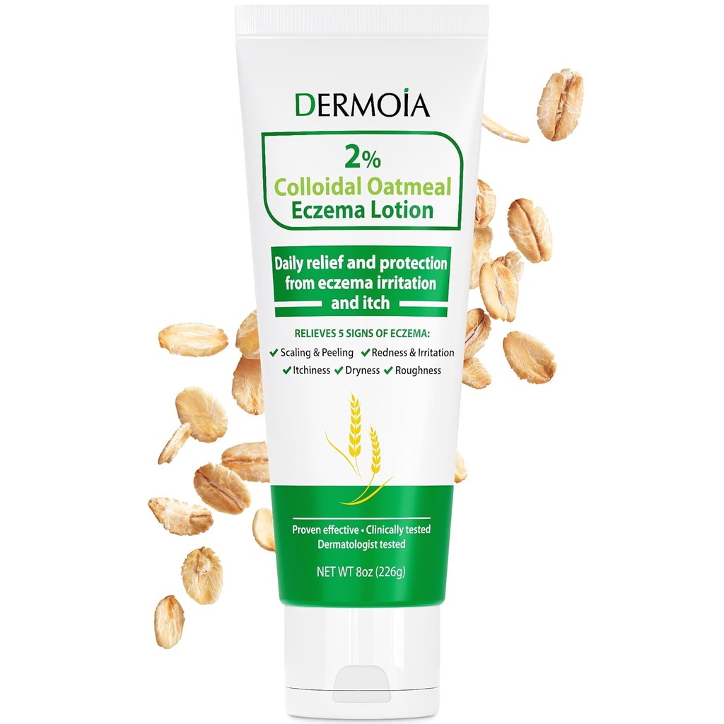 2% Colloïdale havermout Eczeem Lotion - Verzachtende en vochtinbrengende anti-Itch crème & Body Lotion met Aloë Vera, Shea en Glycerine - voedende eczeem crème voor Superior Relief and Protection 8oz