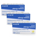 MAJOR 4 Mg Allergie Tablets - Chlorpheniramine Maleate 4-Hour Allergie Medicine - Antihistamine for Relief of Sneezing, Itchy Watery Eyes, Itchy Throat, and Runny Nose - 100 Count (3 Pack)