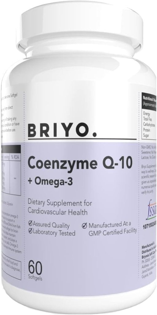 Co-enzymQ10 + Omega 3-150 mg Omega 3 + 100 mg Omega 3 met Lycopeen en Selenium voor Hartgezondheid, Cellulair Energie, Antioxidant Ondersteuning
