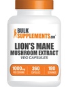 BulkSupplements.com Lion's Mane Mushroom Extract Capsules - Mushroom Supplement, Hersensupplement voor Geheugen en Focus Ondersteuning - Vegan, 2 Capsules per Serving (1000mg), 360 Capsules (Pack of 1)