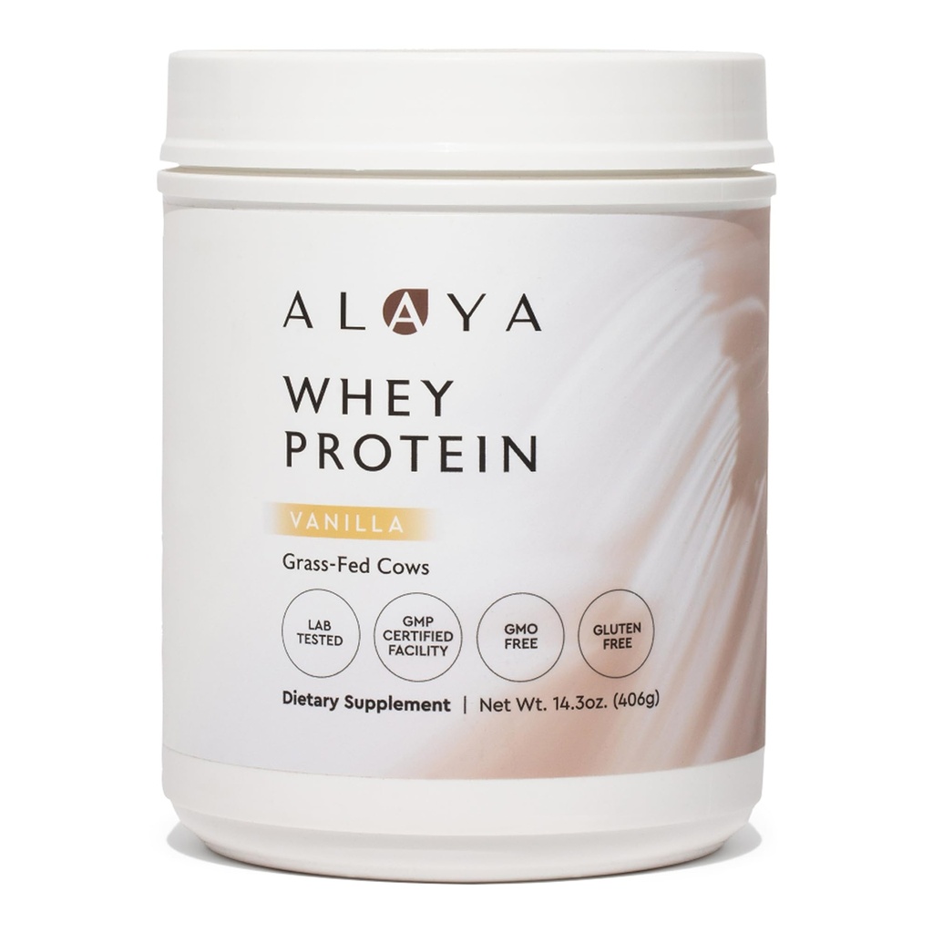 Alaya Naturals - Grass Fed Wei Proteïne Poeder - Vanille Smaak, Alle Natuurlijke, Hormone Gratis - 20g Proteïne per Serving - Non-GMO, rBGH Vrij, Gluten Vrij - Grote Bron van BCAA