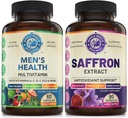Heren Dagelijkse Multivitaminen & Pure Saffron Extract Bundle (Eén Fles Elke). Ondersteunt samen Holistische Wellness, Boosted Energy, Uplifted Mood. Gemaakt in de VS.