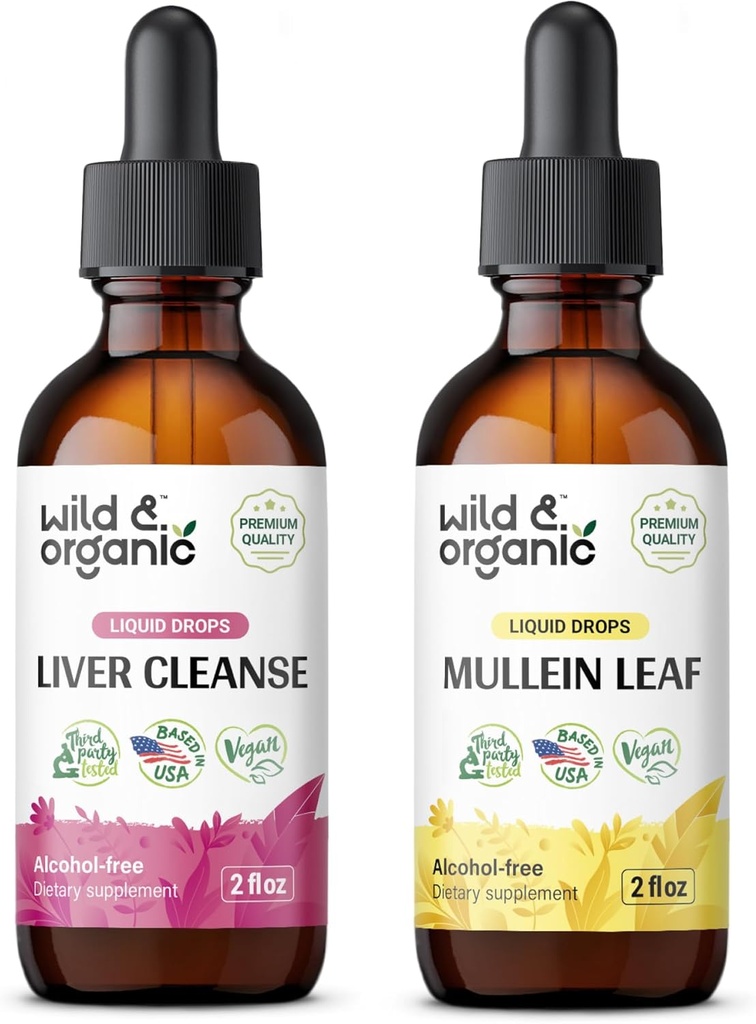 Wilde en organische leverreiniging Tinctuur 2 fl oz & Mullein Tinctuur 2 fl oz