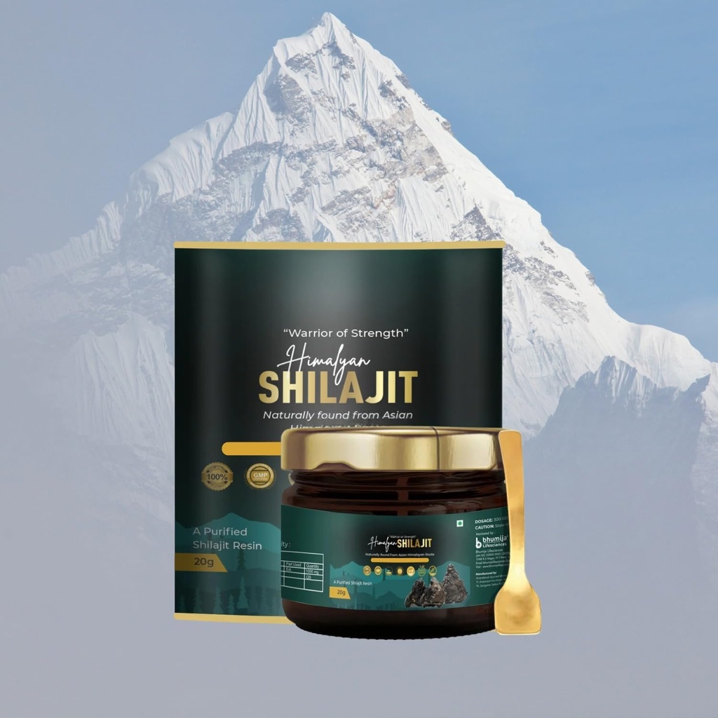 Bhumiija et les sciences de la vie Résine biologique Shilajit Supplément pour hommes et femmes