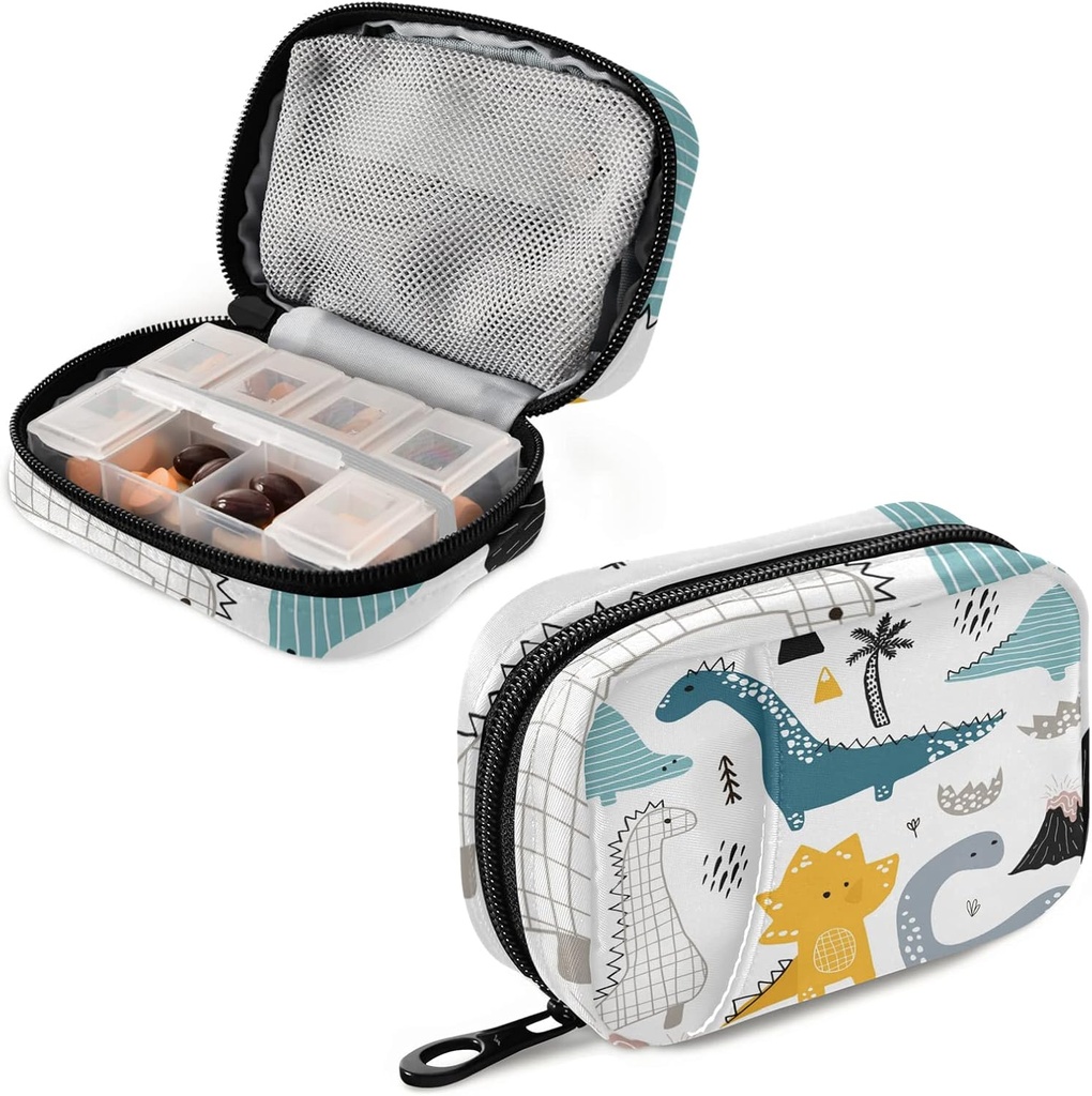 Dinosaure Pill Cases Sac blanc Dino Vitamine Pill Box Organisateurs 7 Jours Médicament Conteneur Case Supporter