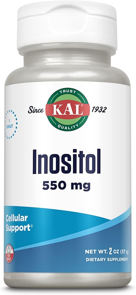 KAL Inositol Powder 550mg, Brain Health, Zenuwstelsel & Mood Support Supplement, Cellular Health Support, Enhanced Absorptie Formula, Easy to Mix, Ca. 102 porties, 2oz