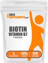 BulkSupplements.com Biotine 10000mcg Poeder - Vitamine B7, Vitaminen voor haar, huid en nagels - Glutenvrij, 1g per portie (10mg Biotine), 500g (1.1 lbs) (verpakking van 1)