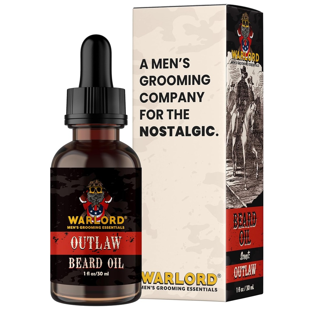 WARLORD Baardolie & baard Softener voor mannen - Baard Moisturizer & Natural Baardolie te verminderen jeukende huid, tam haar en manage frizz - Outlaw, 1 Fl Oz